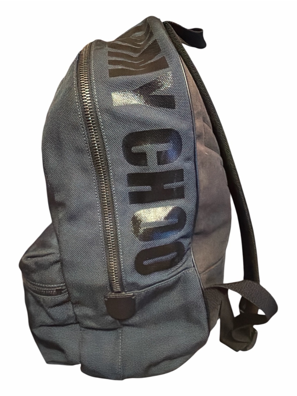 Jimmy Choo Blue Nylon & Canvas Logo Backpack | Star Detail - Picture 3 of 9